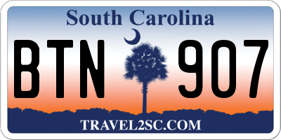 SC license plate BTN907