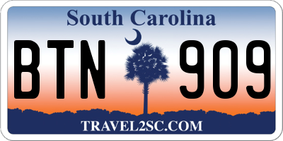 SC license plate BTN909