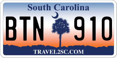SC license plate BTN910
