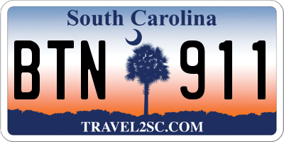 SC license plate BTN911