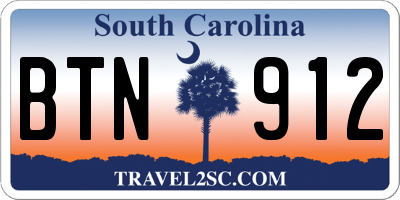 SC license plate BTN912