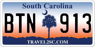 SC license plate BTN913