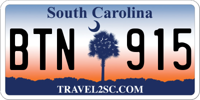 SC license plate BTN915