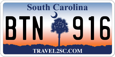 SC license plate BTN916