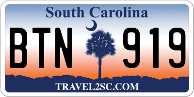 SC license plate BTN919