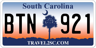 SC license plate BTN921