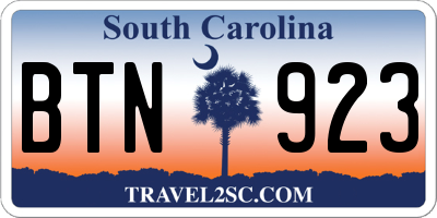 SC license plate BTN923
