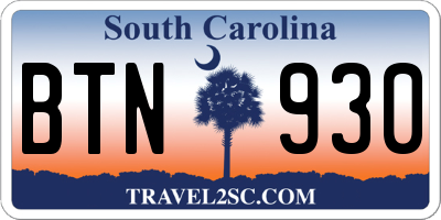 SC license plate BTN930