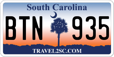 SC license plate BTN935