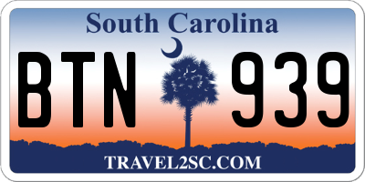 SC license plate BTN939