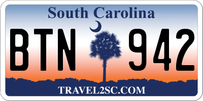 SC license plate BTN942