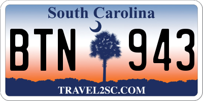 SC license plate BTN943