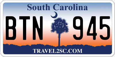 SC license plate BTN945