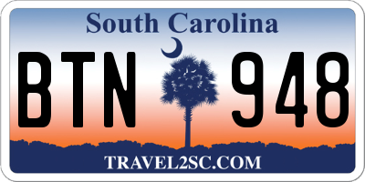 SC license plate BTN948