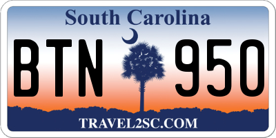 SC license plate BTN950