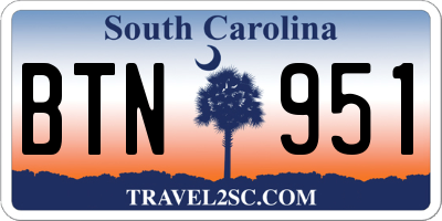 SC license plate BTN951