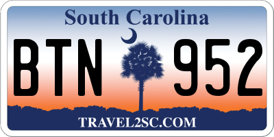SC license plate BTN952