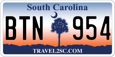 SC license plate BTN954