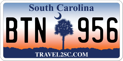 SC license plate BTN956