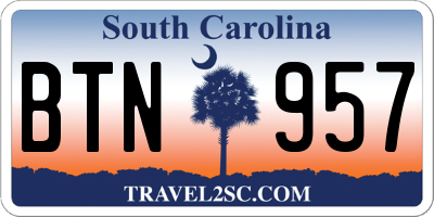 SC license plate BTN957