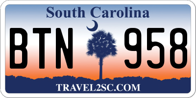 SC license plate BTN958