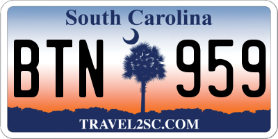 SC license plate BTN959