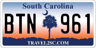SC license plate BTN961