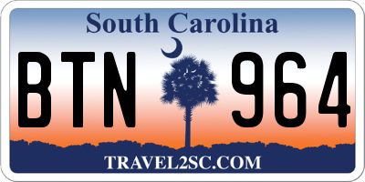 SC license plate BTN964