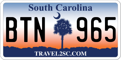 SC license plate BTN965