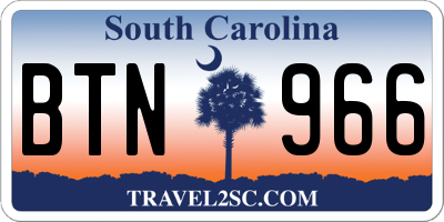 SC license plate BTN966