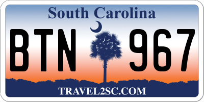 SC license plate BTN967