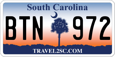 SC license plate BTN972