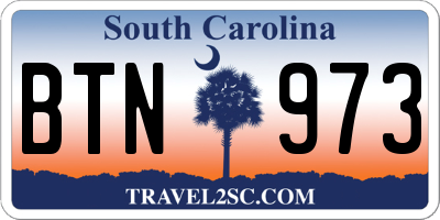 SC license plate BTN973