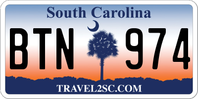 SC license plate BTN974