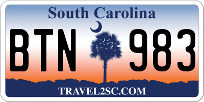 SC license plate BTN983