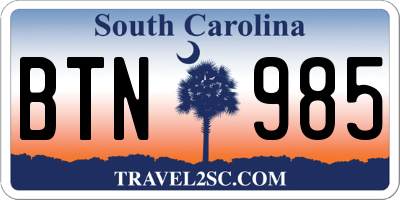 SC license plate BTN985