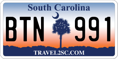 SC license plate BTN991