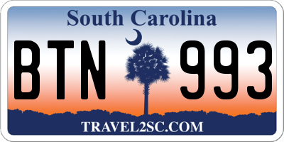 SC license plate BTN993