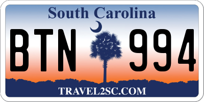 SC license plate BTN994