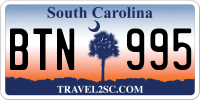 SC license plate BTN995