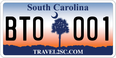 SC license plate BTO001