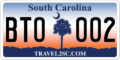 SC license plate BTO002