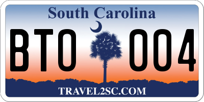 SC license plate BTO004