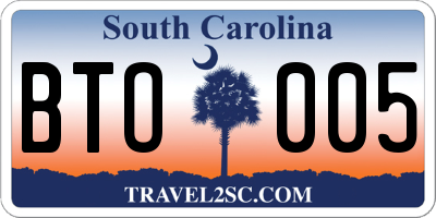 SC license plate BTO005