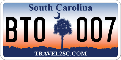 SC license plate BTO007