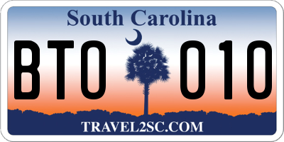 SC license plate BTO010