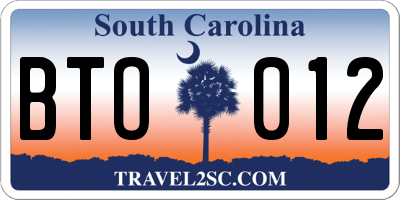 SC license plate BTO012