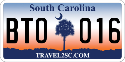 SC license plate BTO016