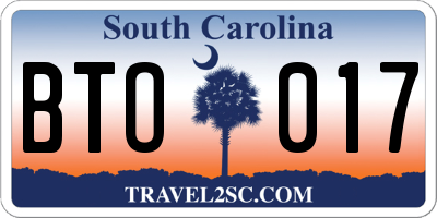 SC license plate BTO017
