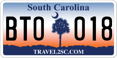 SC license plate BTO018